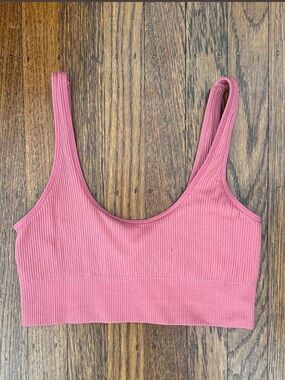 GAP Ribbed Scoop Neck Bralette in Dusty Rose Pink